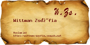 Wittman Zsófia névjegykártya